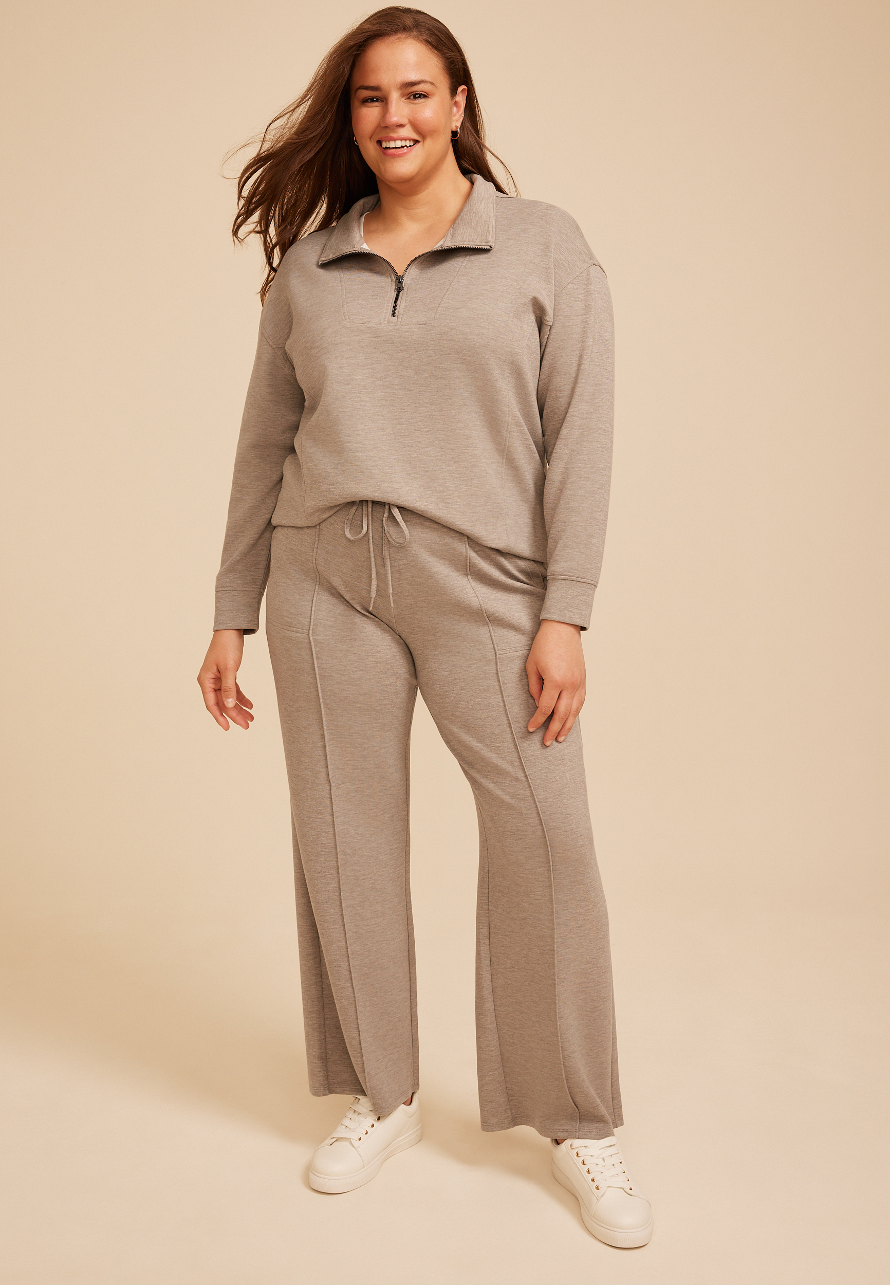 Plus Size Cloud Scuba Knit Half Zip Sweatshirt, C7352, large