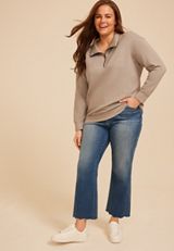 Plus Size Cloud Scuba Knit Half Zip Sweatshirt, C7352, small