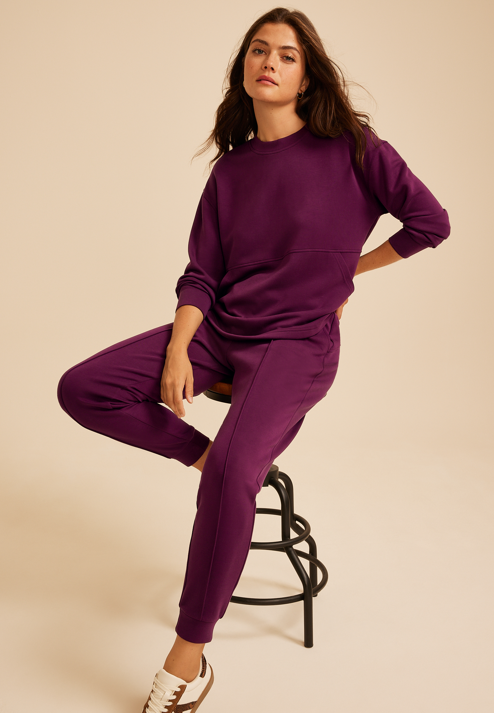 Cloud Scuba Knit Crew Neck Sweatshirt, POTENT PURPLE, large