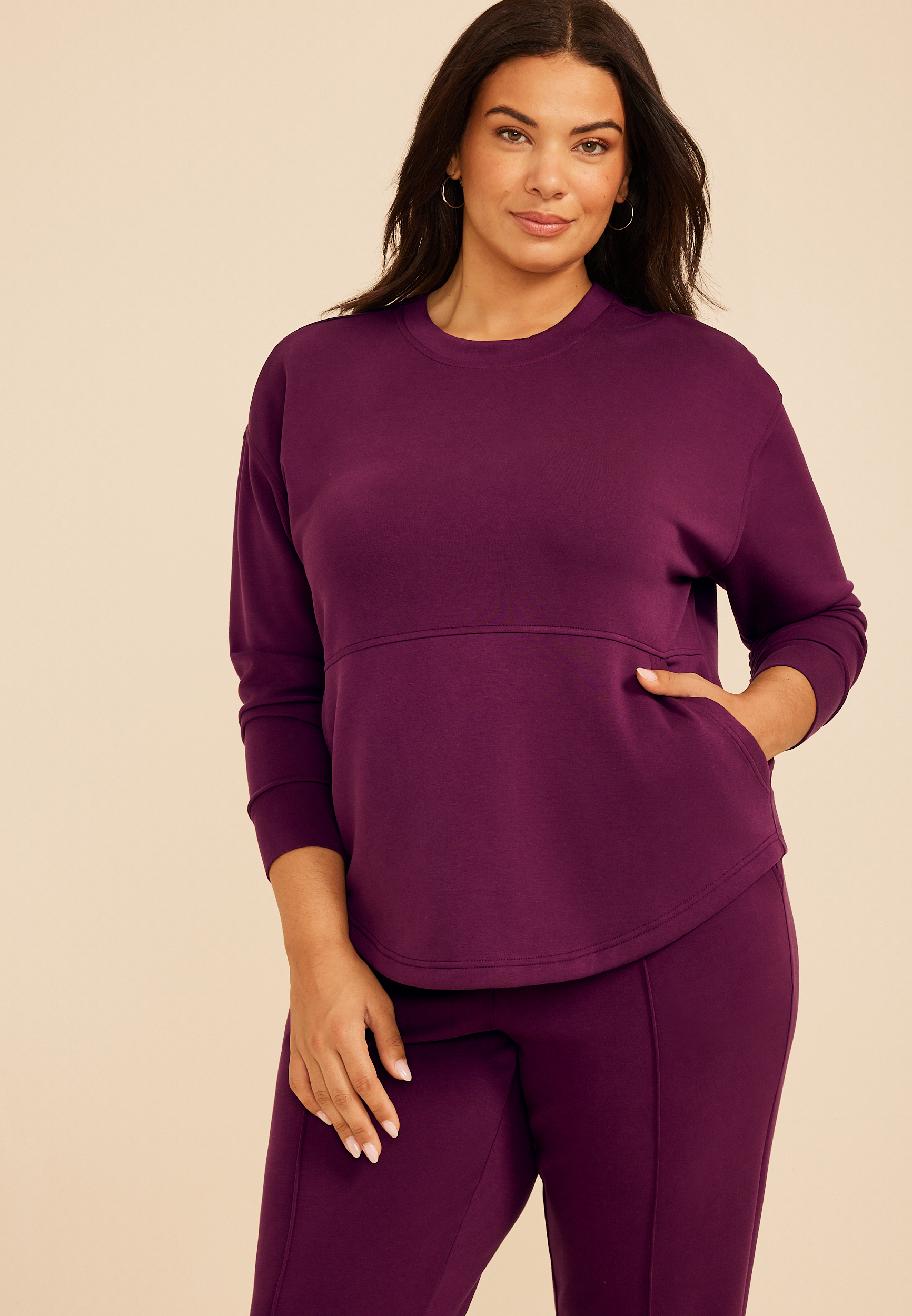 Plus Size Cloud Scuba Knit Crew Neck Sweatshirt