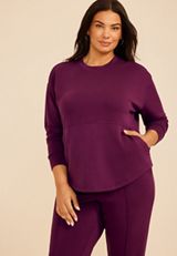 Plus Size Cloud Scuba Knit Crew Neck Sweatshirt, POTENT PURPLE, small