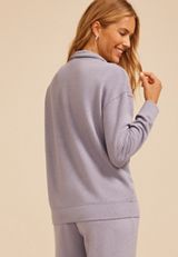 Speckled Cloud Scuba Knit Half Zip Sweatshirt, LAVENDER GRAY, small