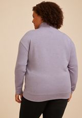 Plus Size Cloud Scuba Knit Speckled Half Zip Sweatshirt, LAVENDER GRAY, small