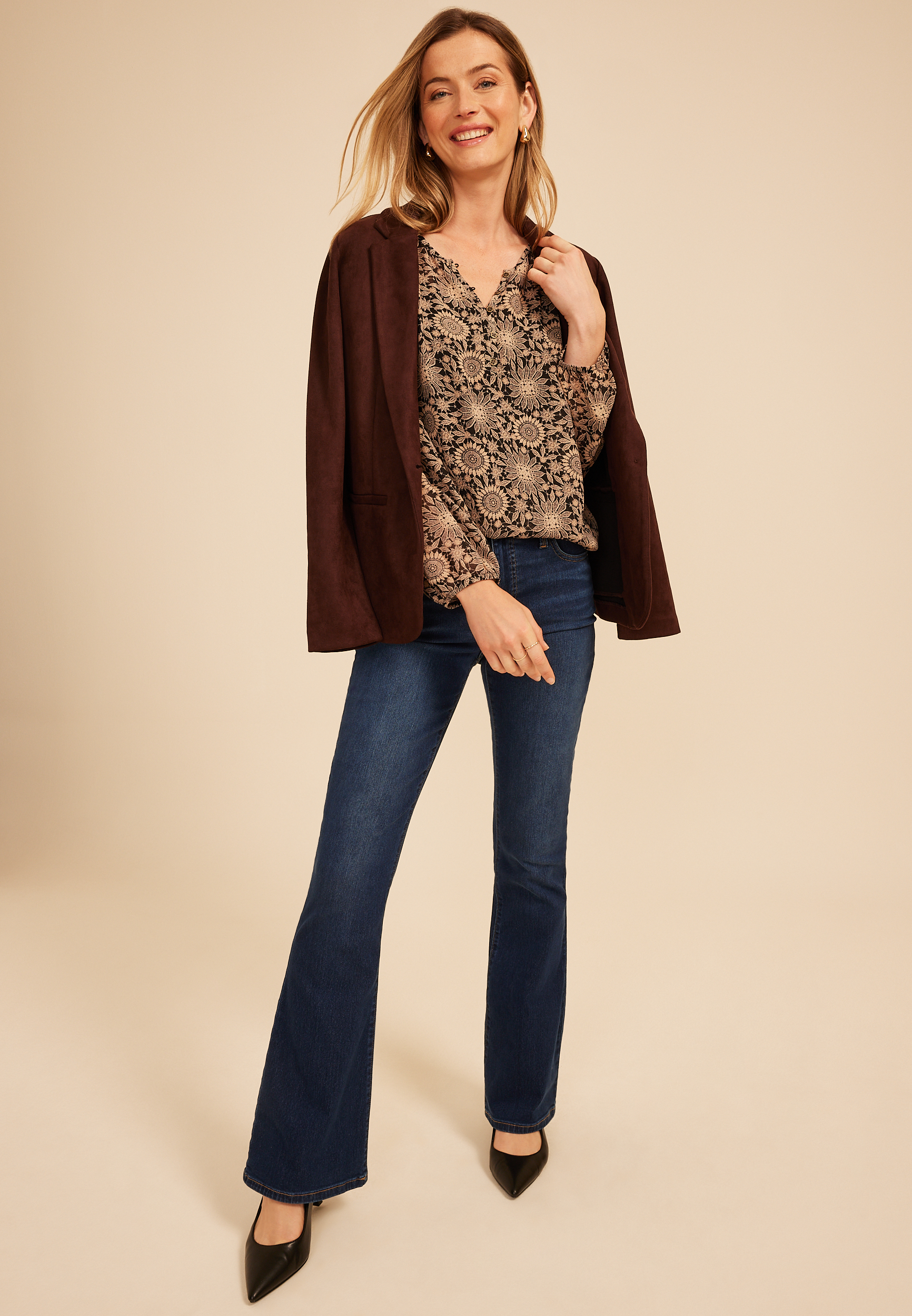 Sunflower Chiffon Henley Blouse
