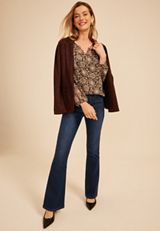 Floral Chiffon Henley Blouse, C1756, small