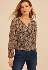 Floral Chiffon Henley Blouse, C1756, small