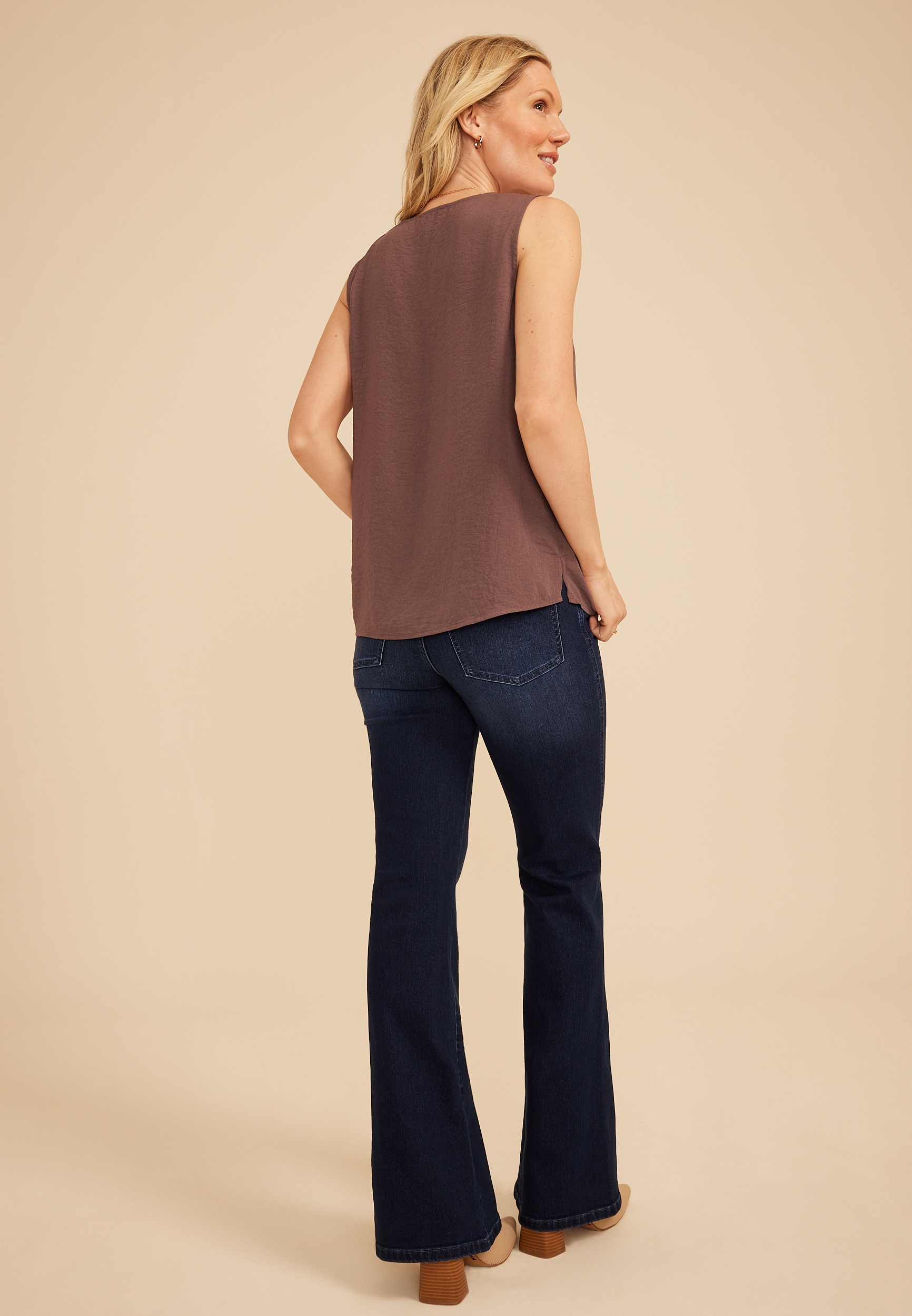 Ruffle Trim V Neck Tank Top, C4045, large