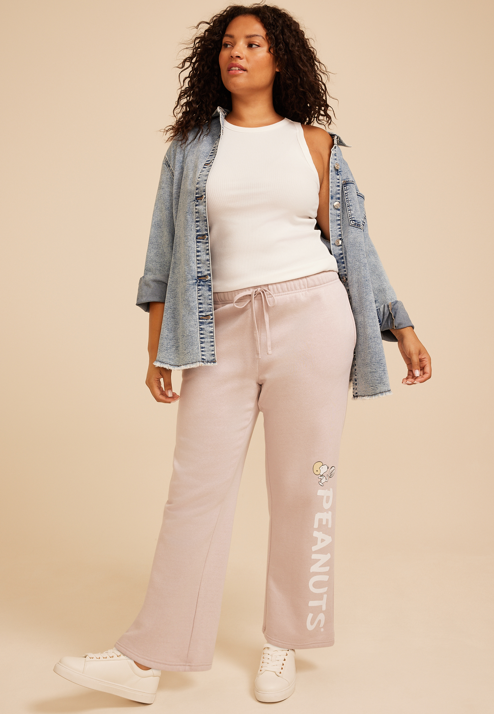 Plus Size Peanuts Snoopy Football Wide Leg Pant, C3591, large