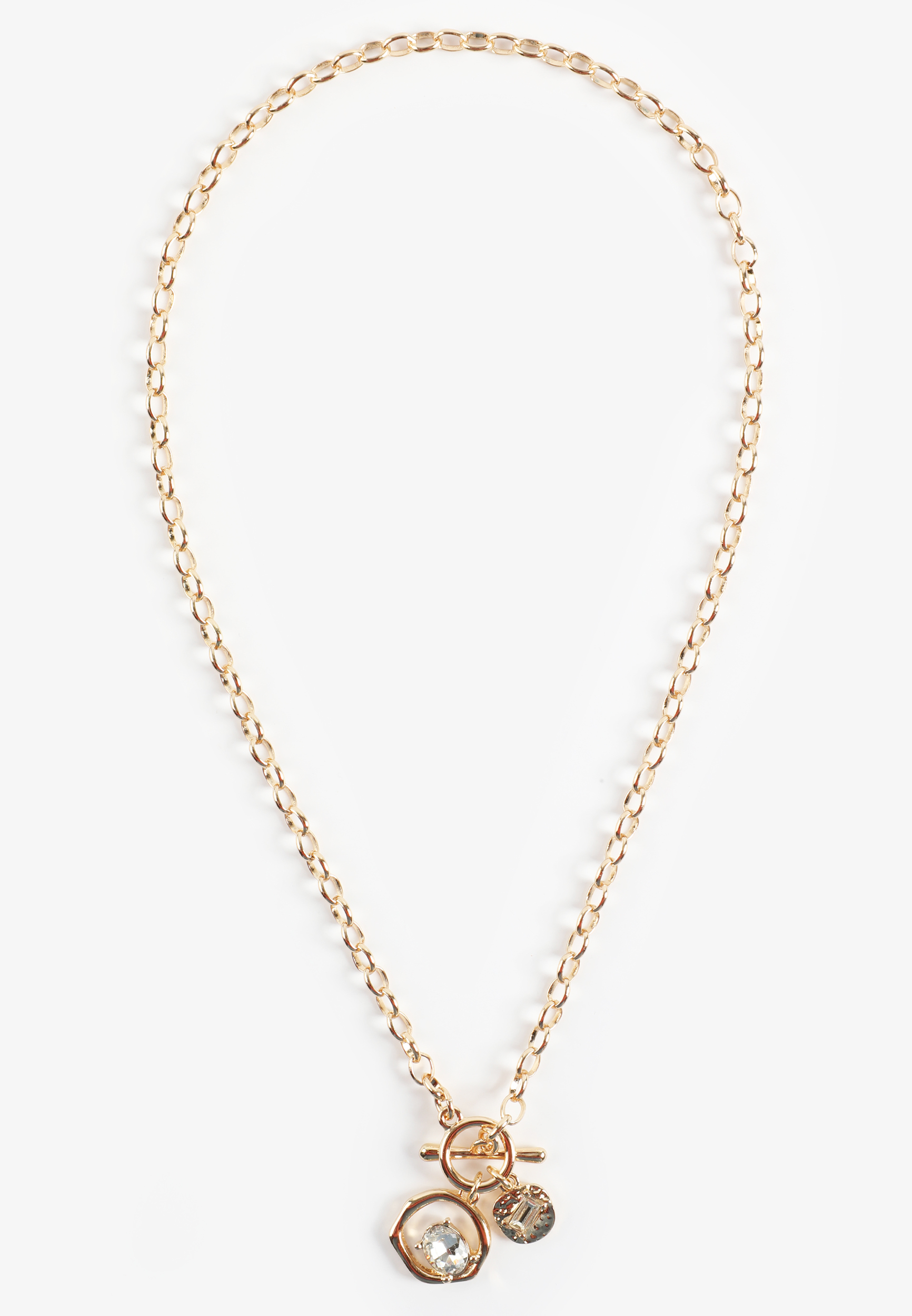 Gold Charm Toggle Necklace, C605, large