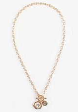 Gold Charm Toggle Necklace, C605, small