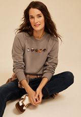 Fall Icon Embroidered Graphic Sweatshirt, SATELITE, small
