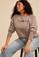 Plus Size Fall Icon Embroidered Graphic Sweatshirt, SATELITE, small