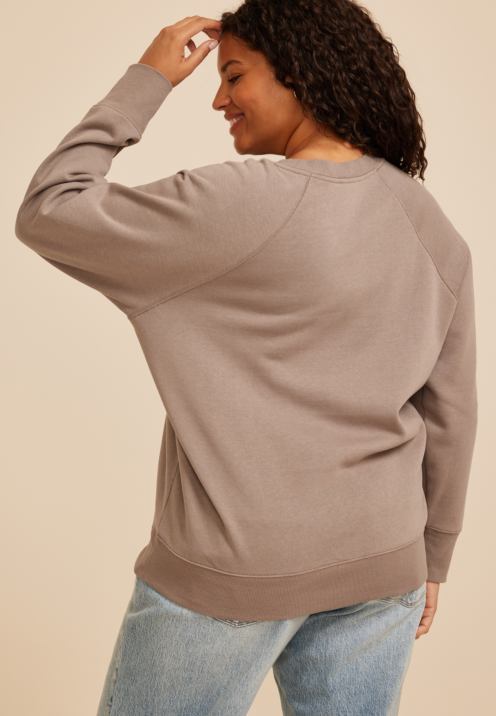 Plus Size Fall Icon Embroidered Graphic Sweatshirt, SATELITE, large