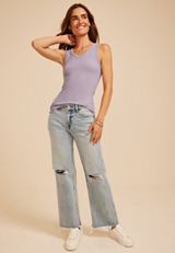 24/7 Highline V Neck Tank Top, LAVENDER GRAY, small