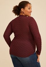 Plus Size Textured Mesh Mock Neck Top, C5221, small