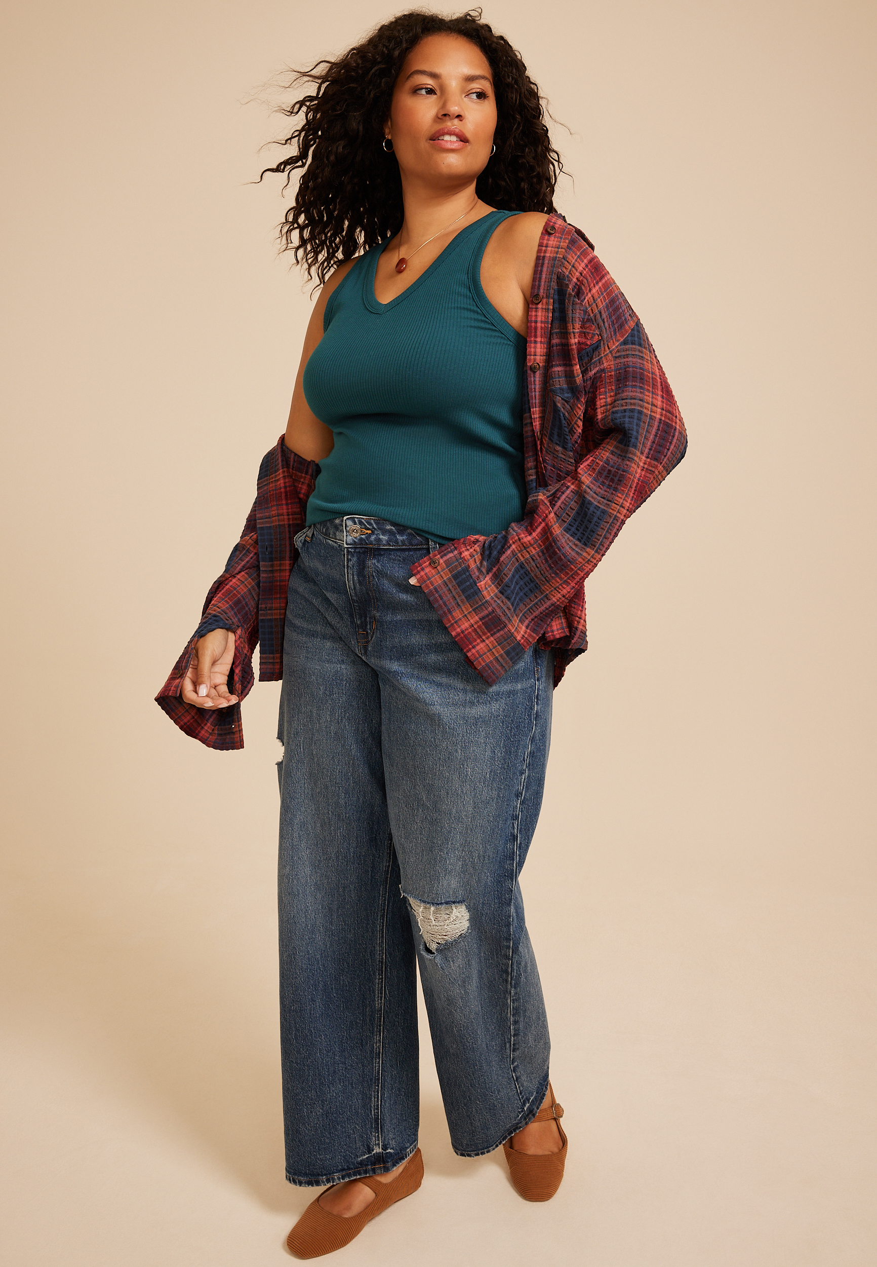 Plus Size 24/7 Highline V Neck Tank Top