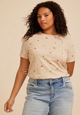 Plus Size 24/7 Dawson Pumpkin And Leaf Crew Neck Tee, C1008, small