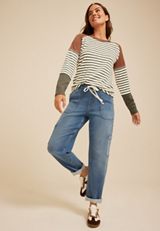 Colorblock Striped Raglan Tee, C5487, small