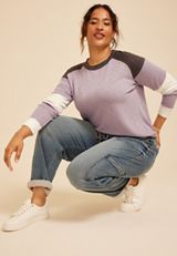 Plus Size Colorblock Ribbed Raglan Tee, C9055, small