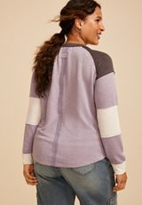 Plus Size Colorblock Ribbed Raglan Tee, C9055, small