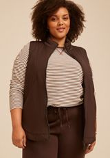 Plus Size Active Casual Tunic Vest, COFFEE BEAN, small
