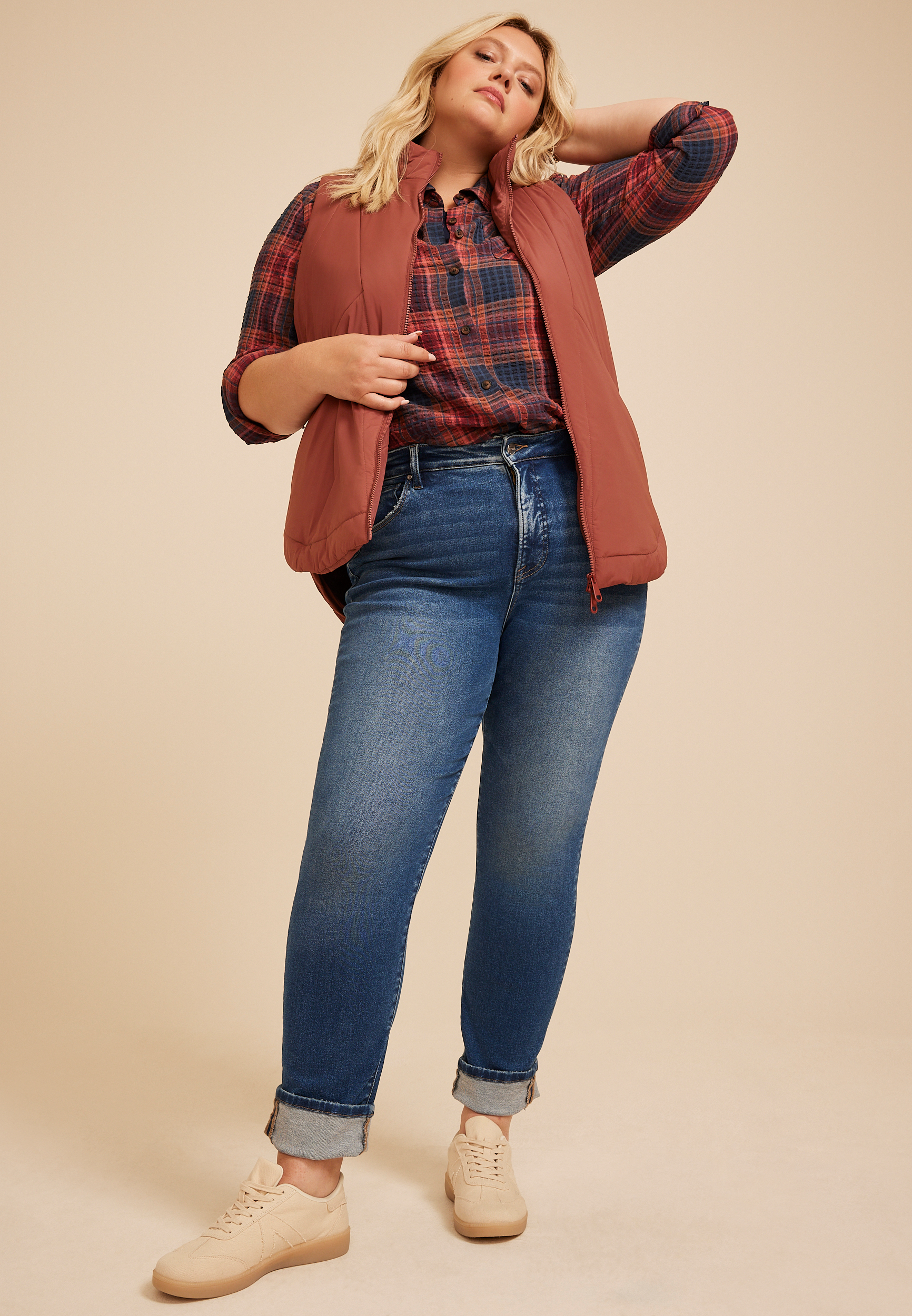 Plus Size Active Casual Tunic Vest