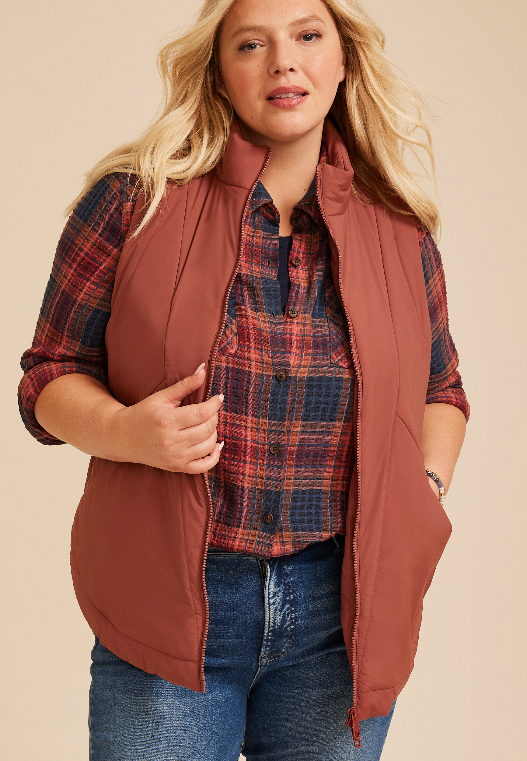 Plus Size Active Casual Tunic Vest, C8065, large