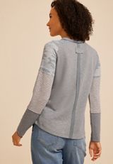 Camo Colorblock Ribbed Long Sleeve Tee, C1755, small