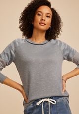 Camo Colorblock Ribbed Long Sleeve Tee, C1755, small