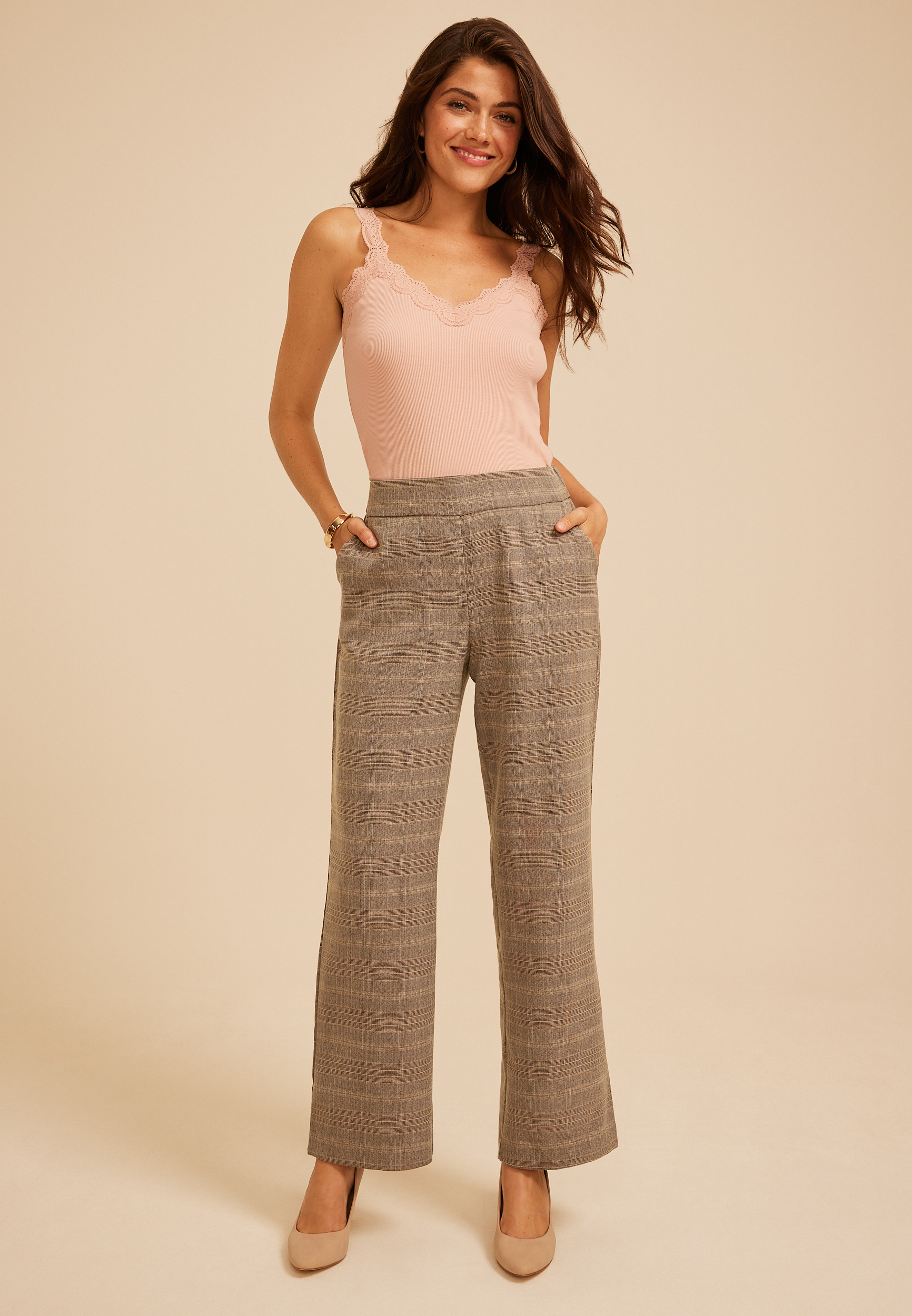 Plaid Menswear Wide Leg Pant, C3681, large