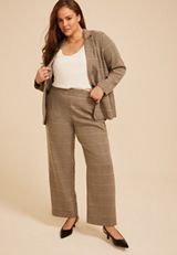 Plus Size Plaid Menswear Wide Leg Pant, C3681, small