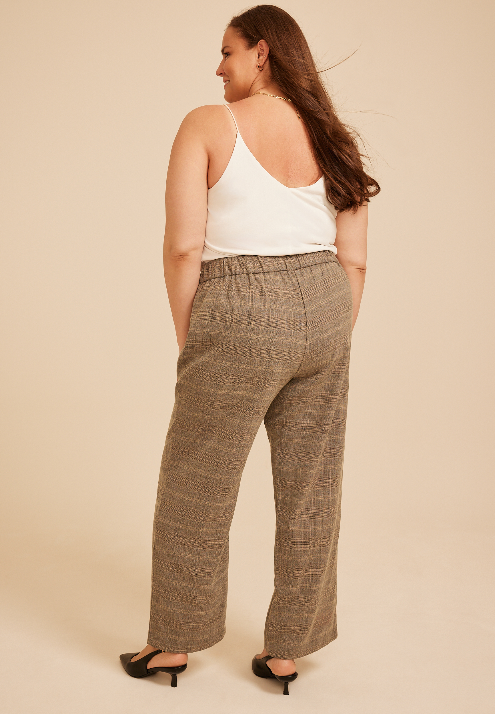 Plus Size Plaid Menswear Wide Leg Pant, C3681, large