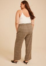 Plus Size Plaid Menswear Wide Leg Pant, C3681, small