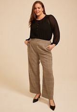 Plus Size Plaid Menswear Wide Leg Pant, C3681, small