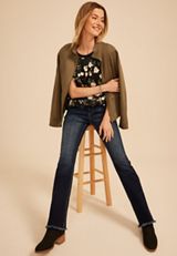 Floral Mixed Media Satin Front Short Sleeve Top, C1524, small