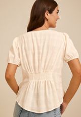 Crochet Trim Button Down Blouse, C8232, small