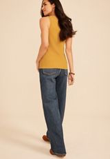 Crochet Trim Rib Knit Tank Top, C3889, small