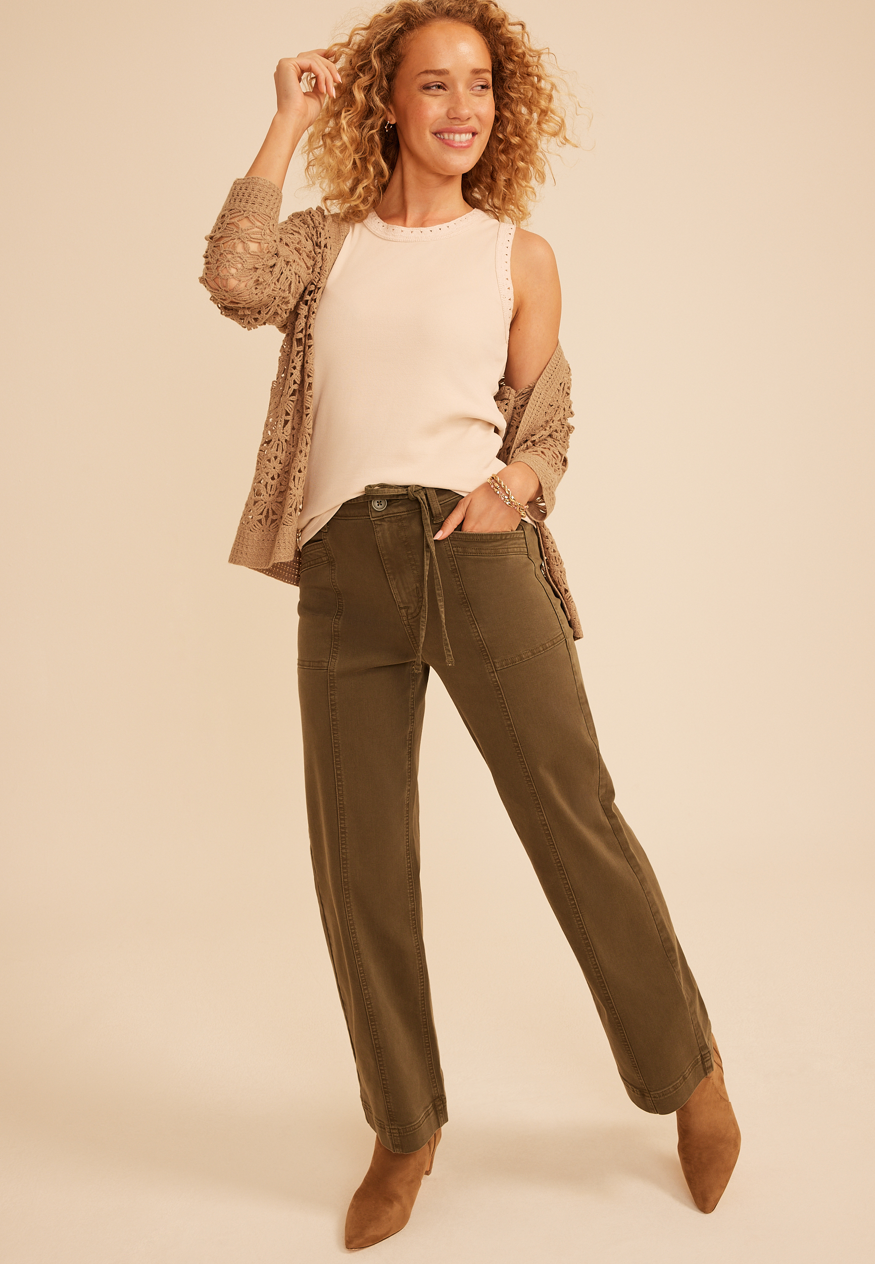 Crochet Trim Rib Knit Tank Top