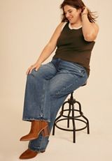 Plus Size Crochet Trim Rib Knit Tank Top, COFFEE BEAN, small