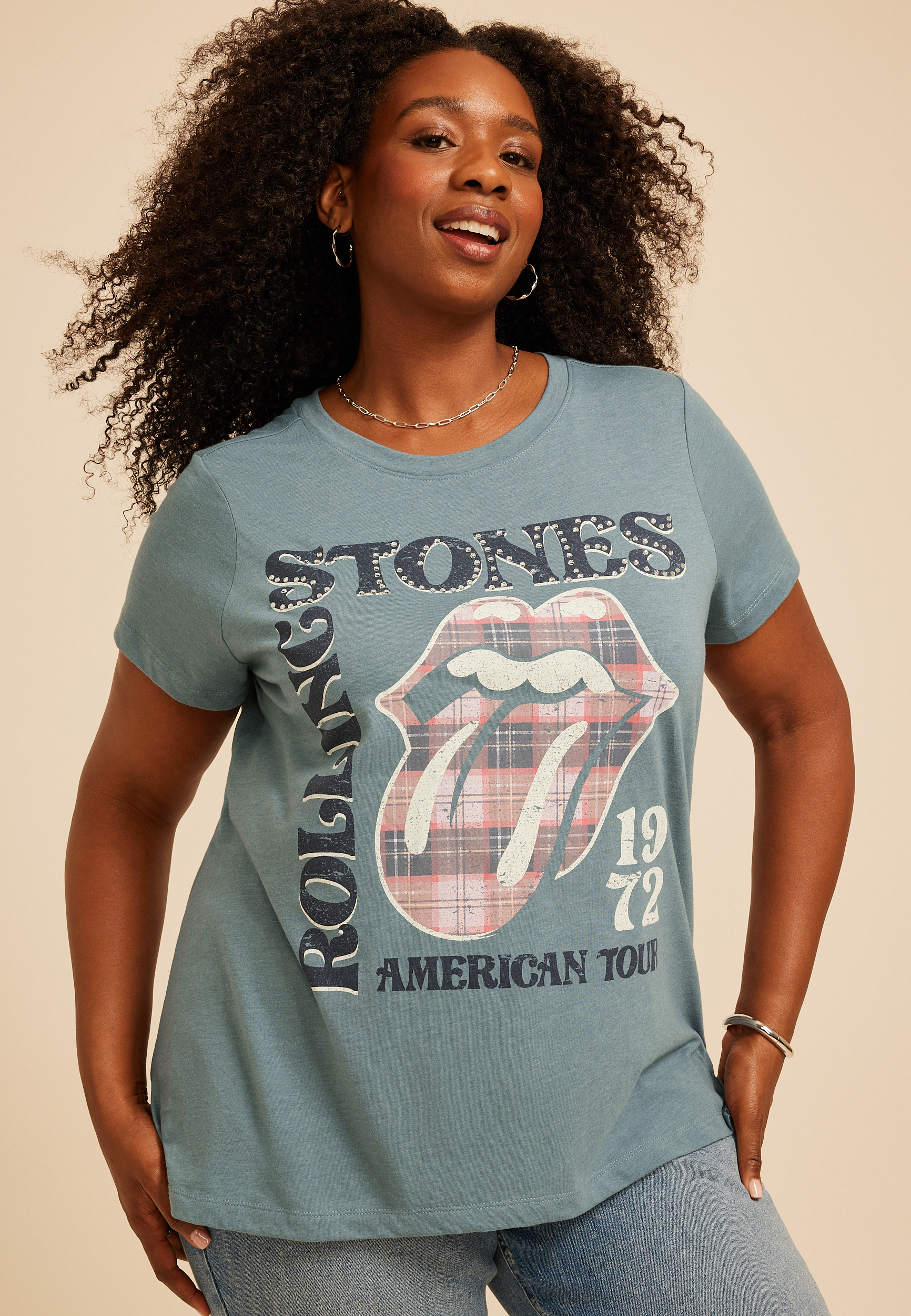 Plus Size Rolling Stones American Tour 1972 Classic Fit Graphic Tee