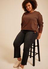 Plus Size Willowsoft Striped Sweatshirt, C8478, small
