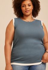 Plus Size Ribbed Twofer Tank Top, C1387, small