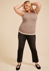 Plus Size Ribbed Twofer Tank Top, SATELITE, small