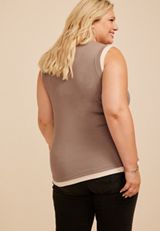 Plus Size Ribbed Twofer Tank Top, SATELITE, small