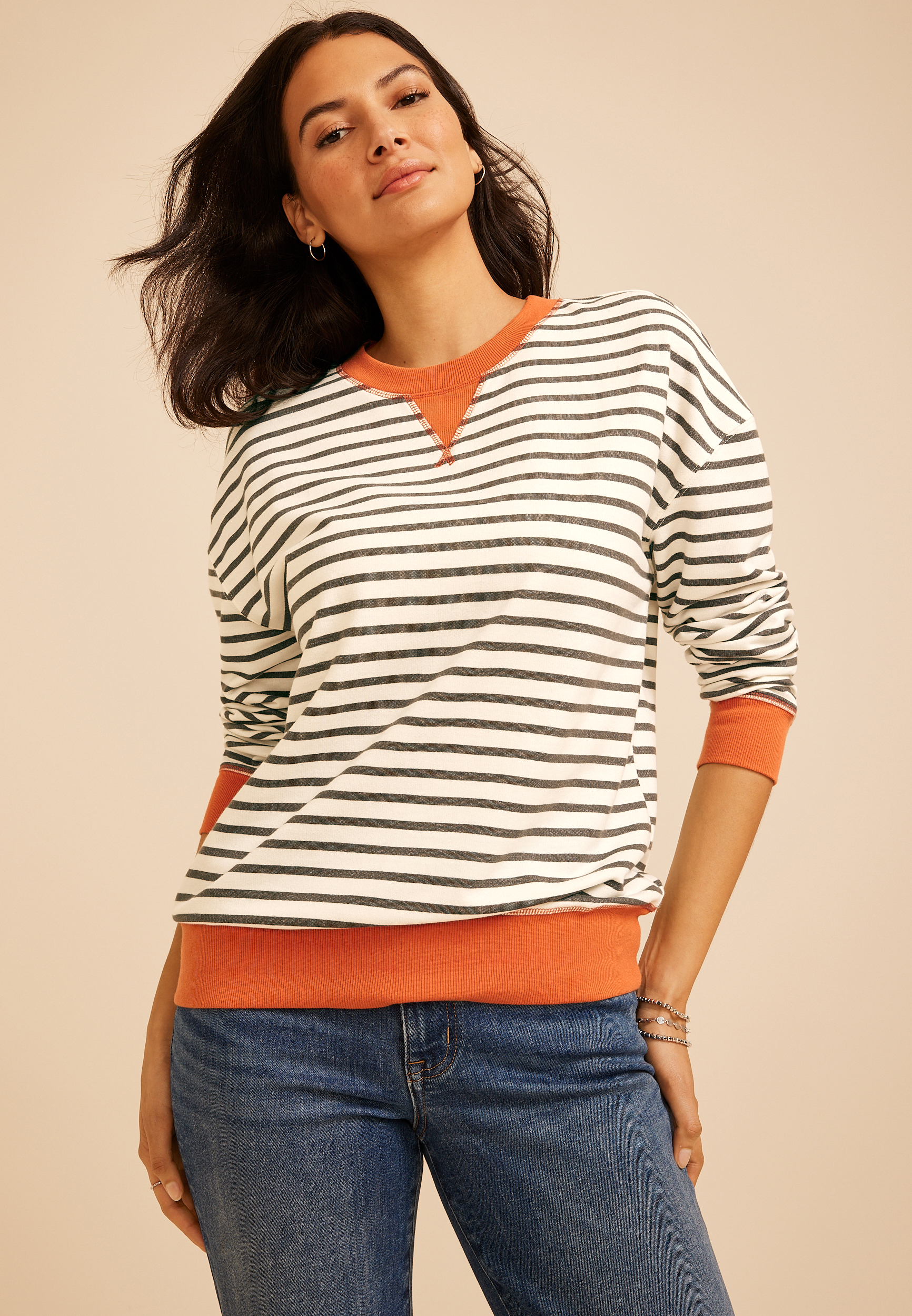 Game Day Striped Sweatshirt, C5028, large