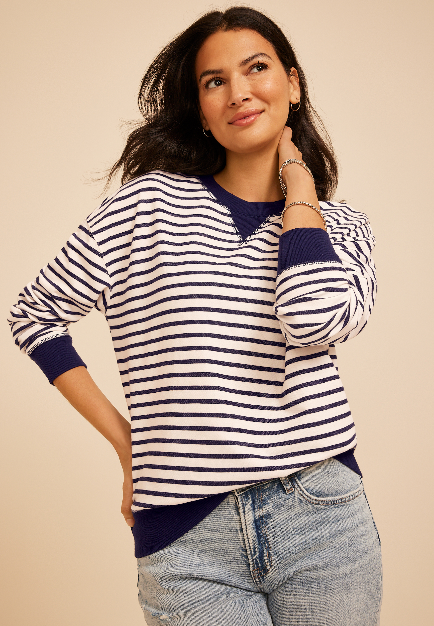 Game Day Striped Sweatshirt, C6147, large