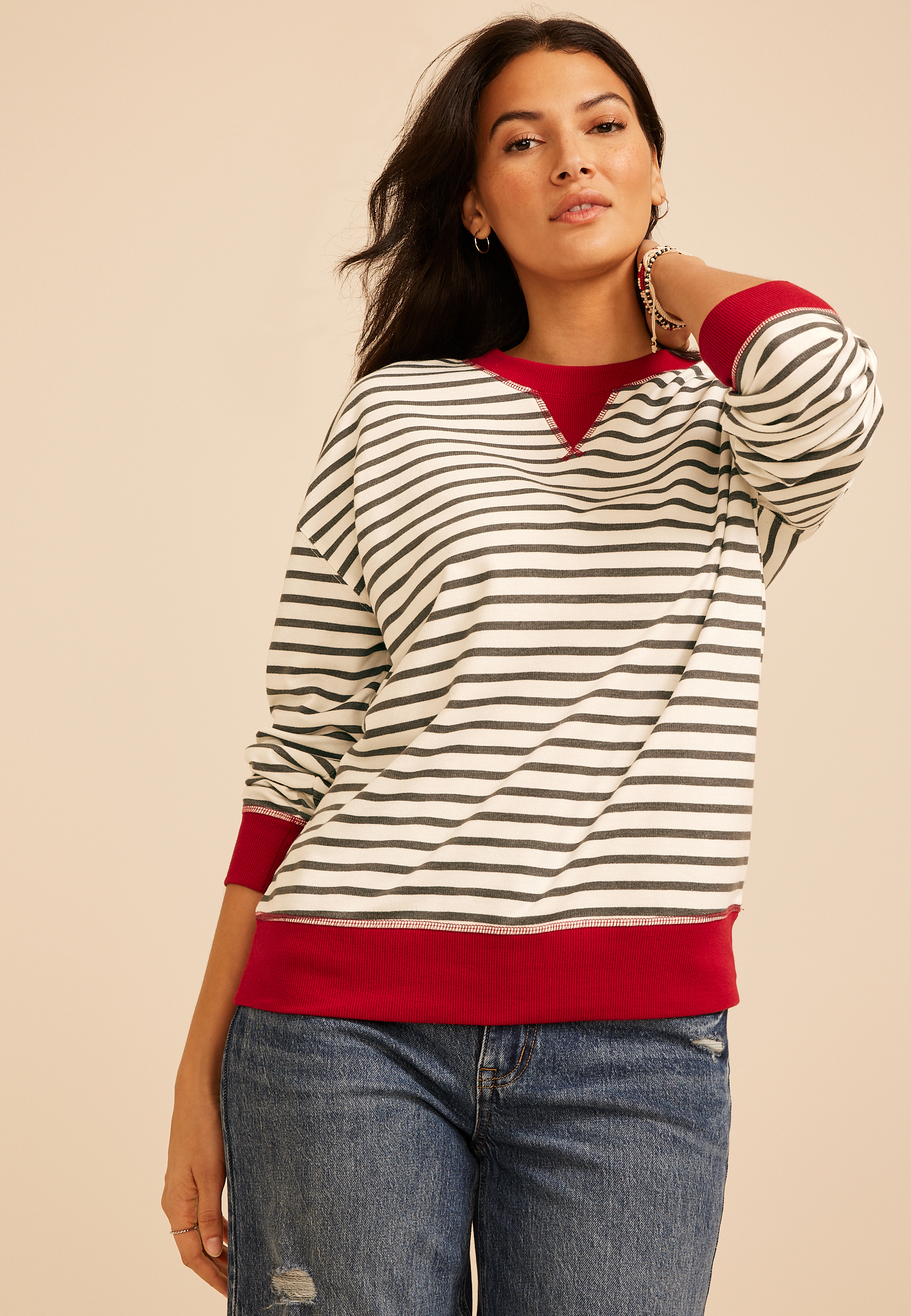 Game Day Striped Sweatshirt, C7044, large