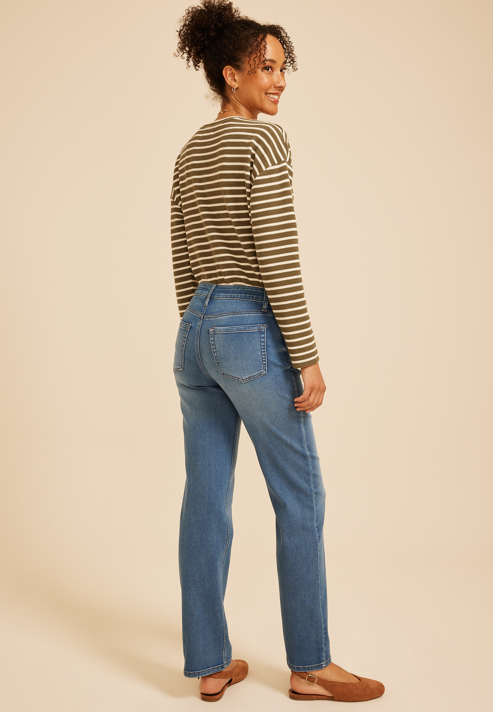 m jeans by maurices™ High Rise Knit Relaxed Straight Jean, C3337, large