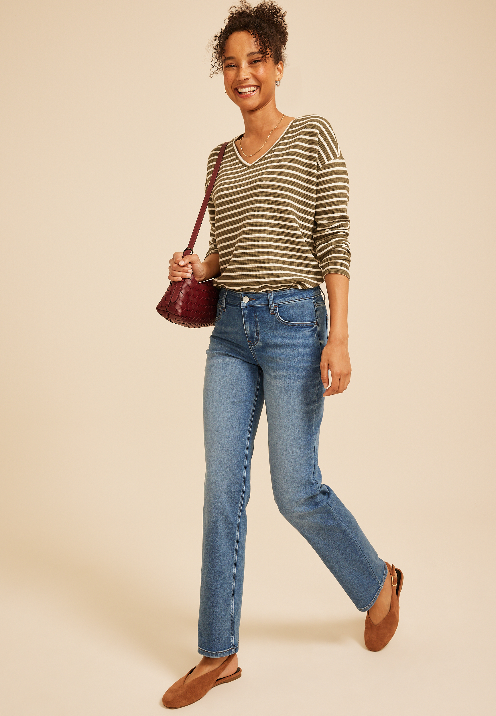 m jeans by maurices™ High Rise Knit Relaxed Straight Jean, C3337, large