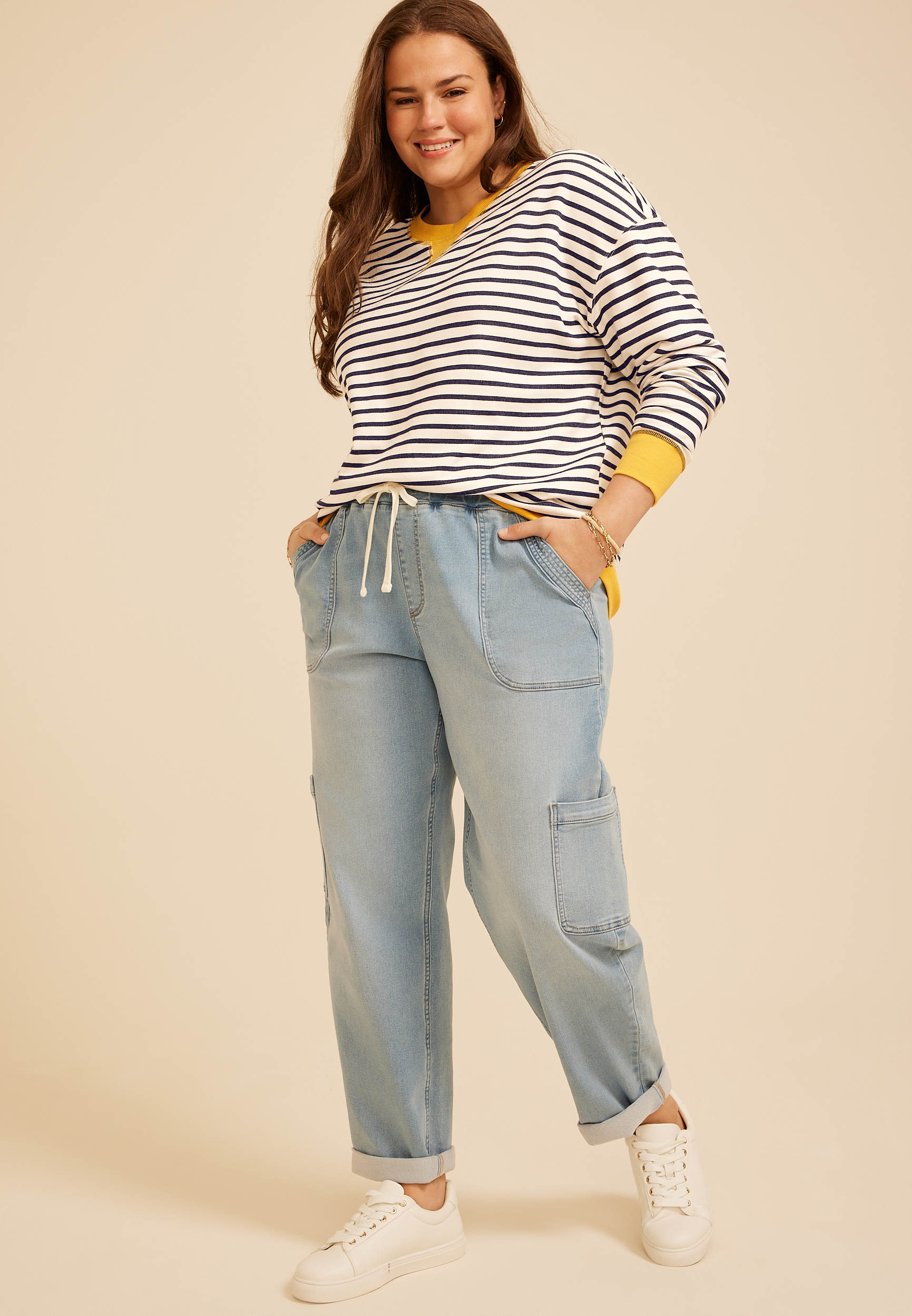 Plus Size Game Day Striped Sweatshirt